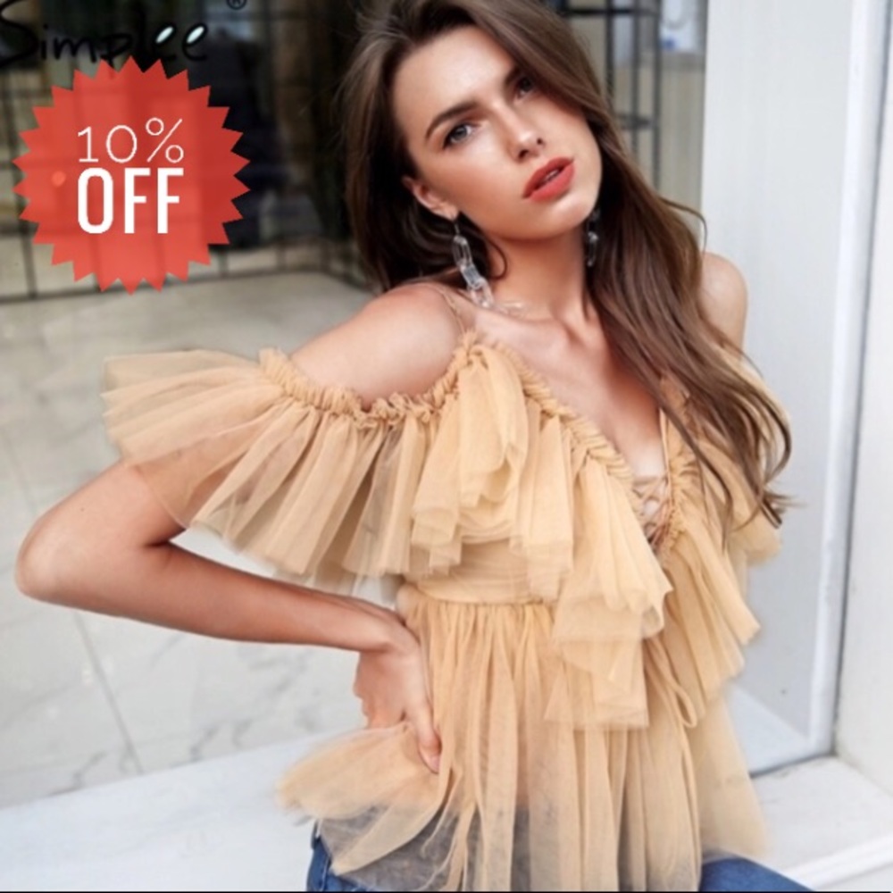 V Neck Ruffled Top